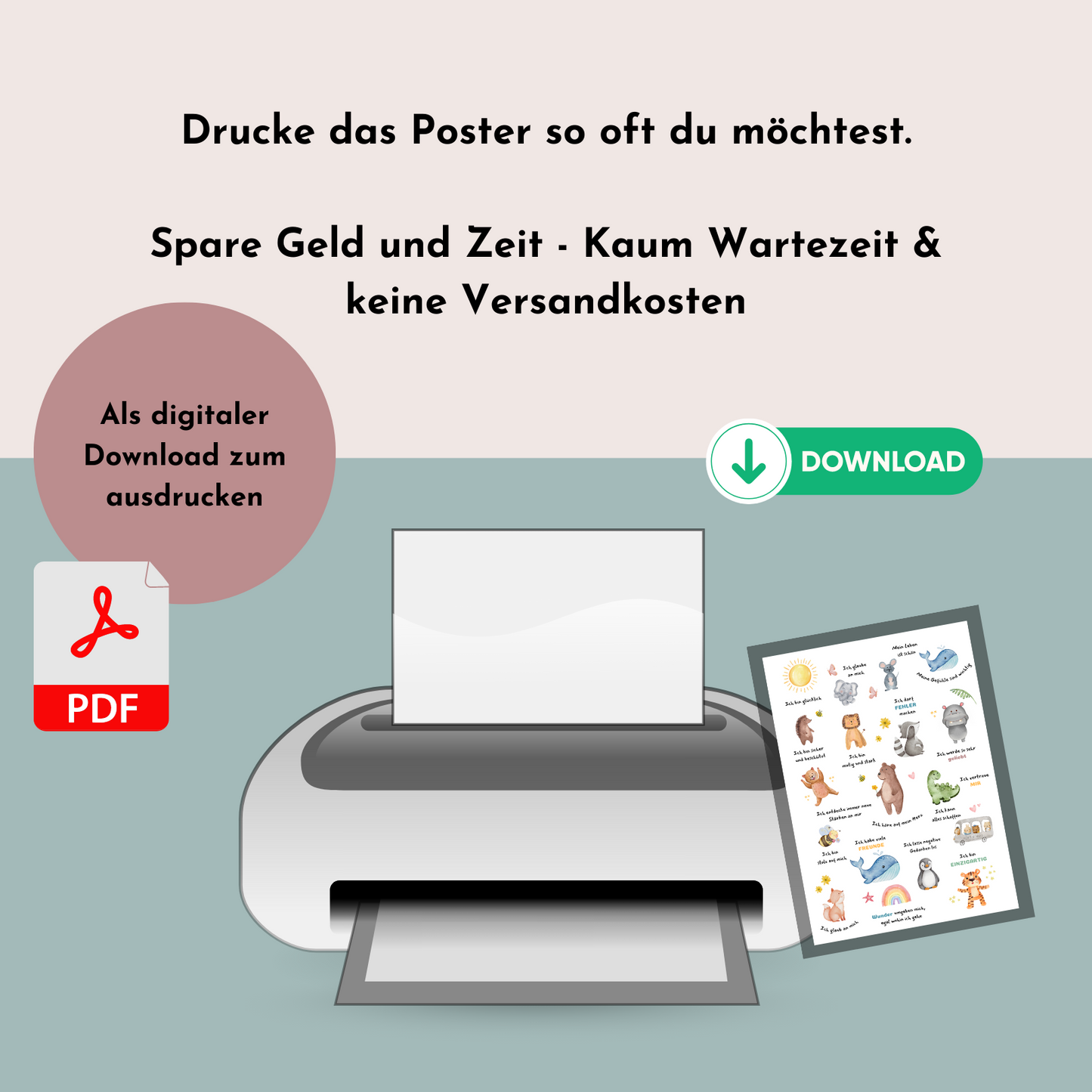 Kinder Affirmationsposter | weiß & digital