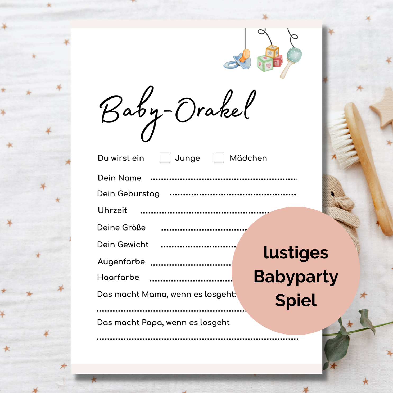 Babyparty Spiel Mit Quiz & Wünschen – 25 Karten, Erinnerung Fürs Babyalbum, In Deutschland Gedruckt
