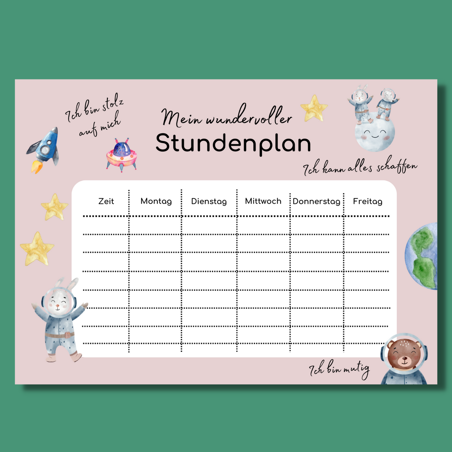 Stundenplan zum selber ausdrucken