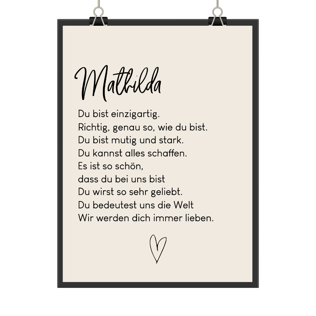 Poster Kinderzimmer Mädchen beige