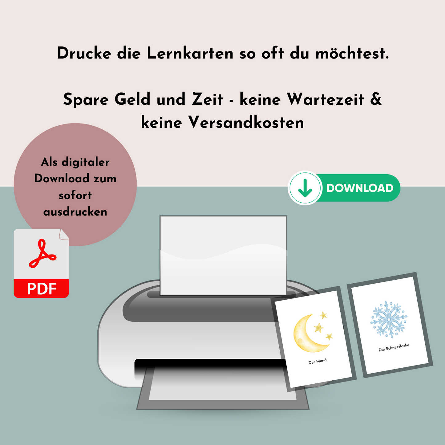 Lernkarten Wetter, Jahreszeiten, die Woche, ABC & Zahlen