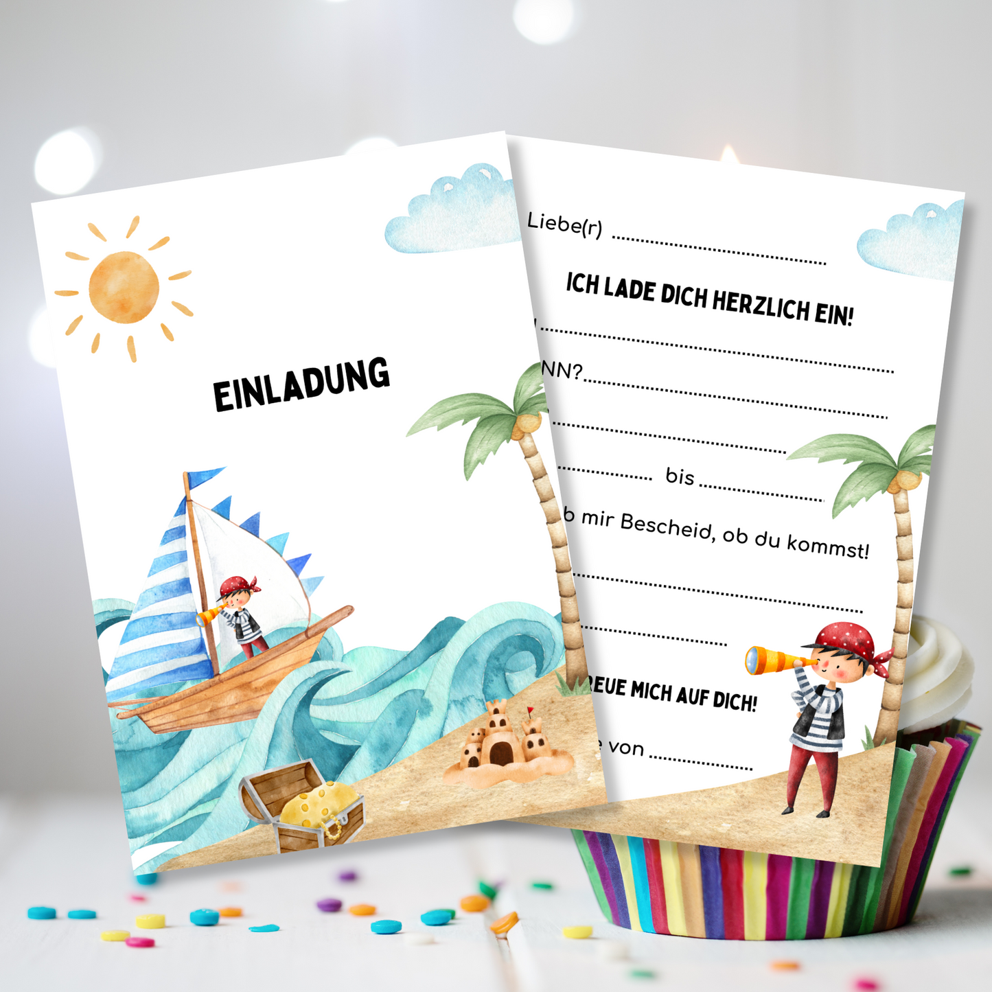 Piraten Einladung als digitaler Download