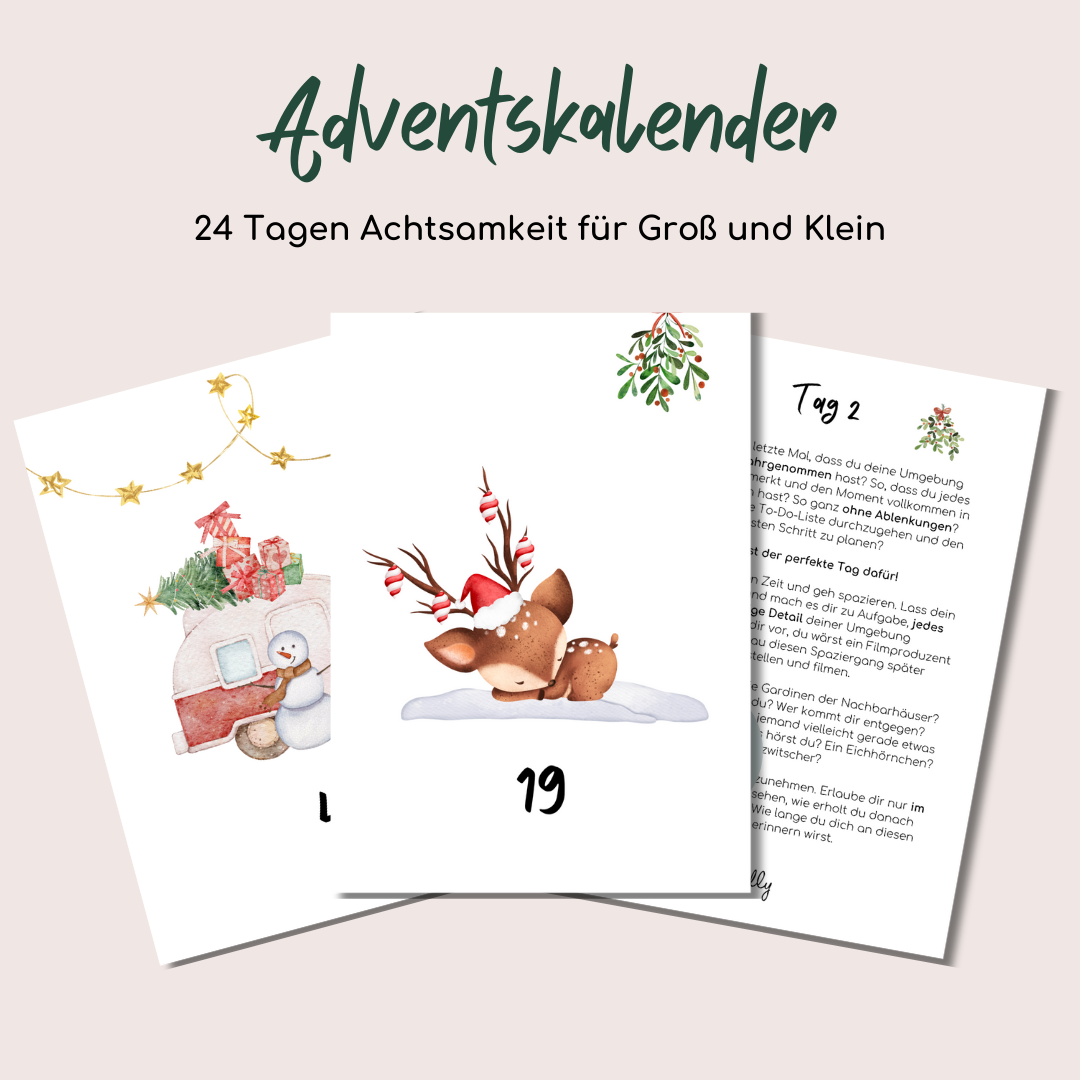 Adventskalender Achtsamkeit Kinder Erwachsene Weihnachten Postkarten