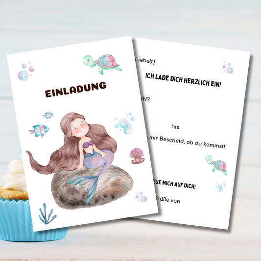 Meerjungrau Party Einladung