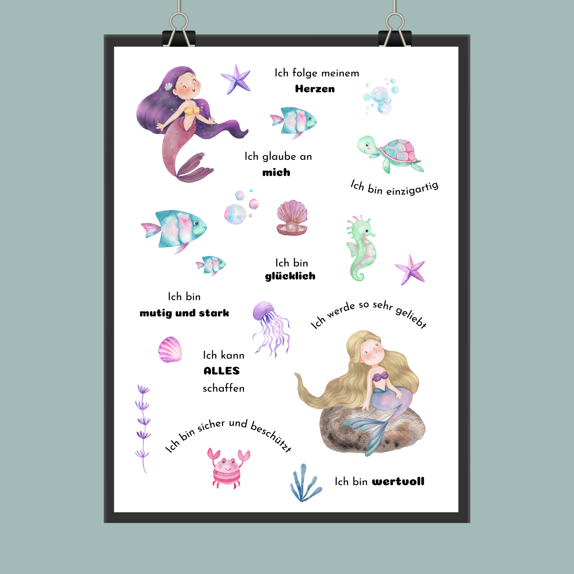 Meerjungfrauen-Aquarell-Poster für mehr Selbstvertrauen