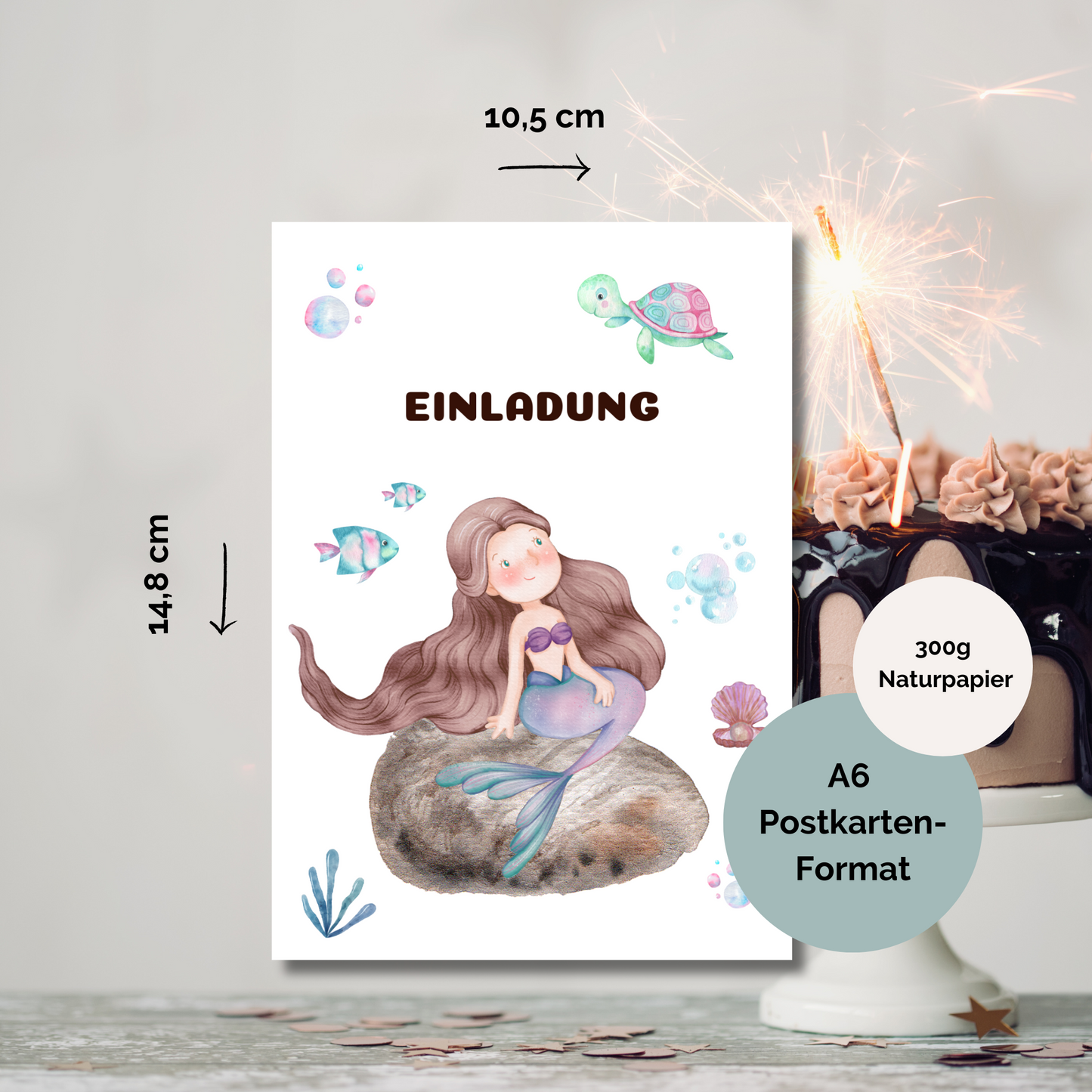 LaVenty Meerjungfrau Torten-Deko-Set - Mit Figur, Schwänzen & Bunten Kugeln (lila/rosa/blau, Für Unterwasser-Party)
