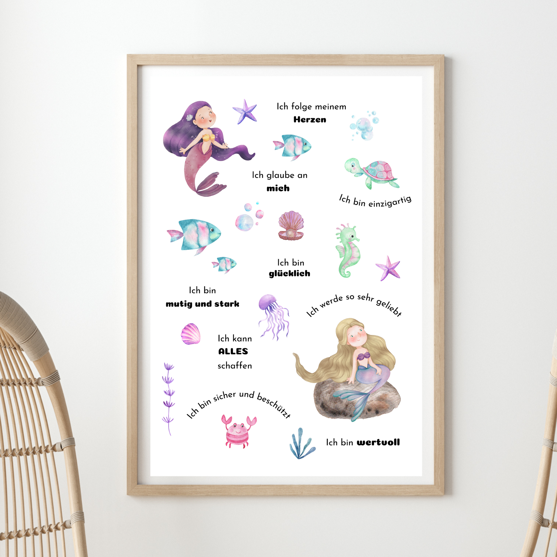 Kinderposter: Meerjungfrauen und positive Affirmationen