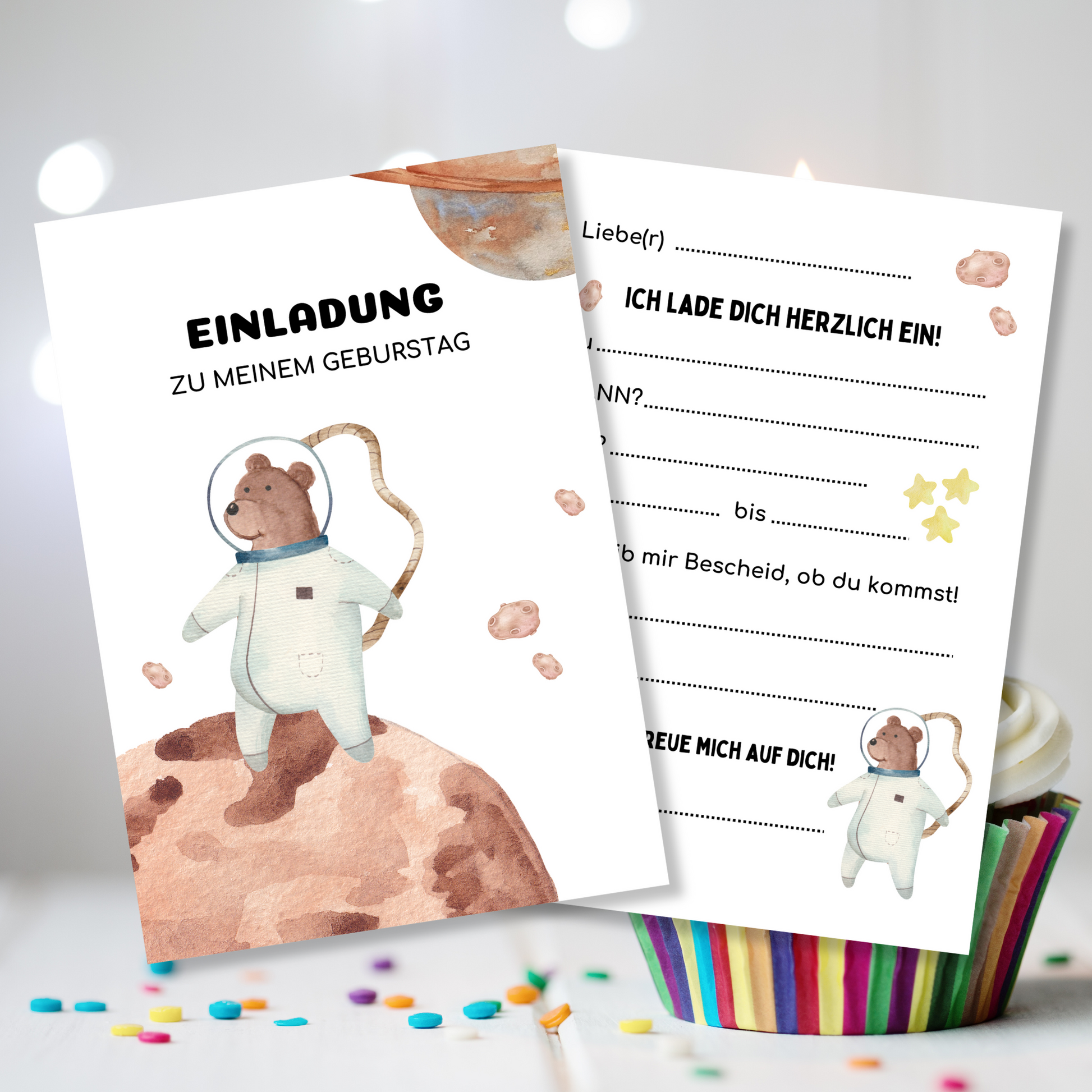 Astronauten EInladung zum Kindergeburtstag digitale EInladung