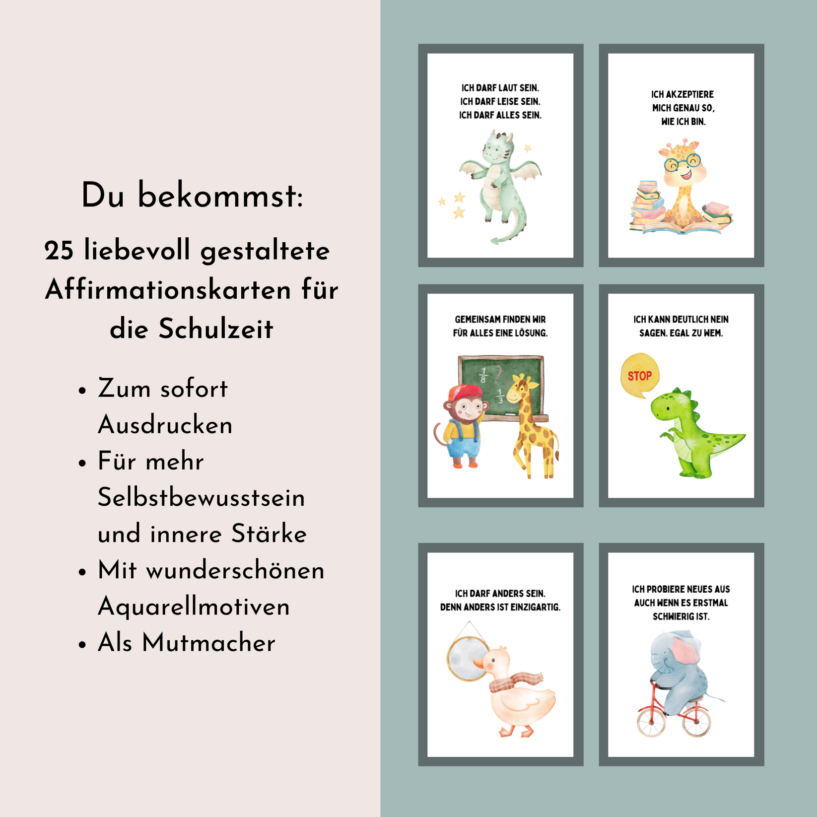 Kinder Affirmationskarten für die Schule - zum sofort Ausdrucken ...