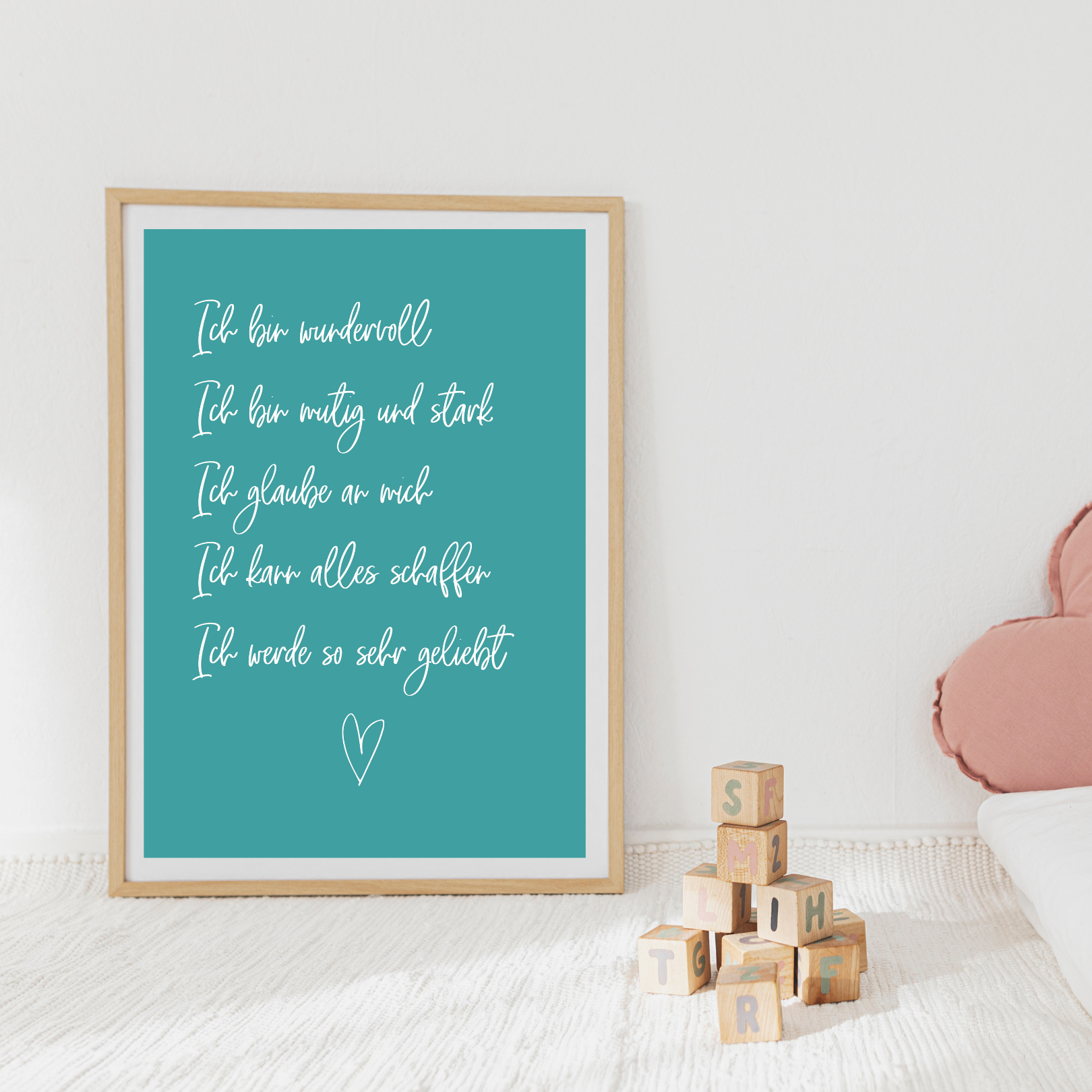 Kinderposter blau Affirmationen