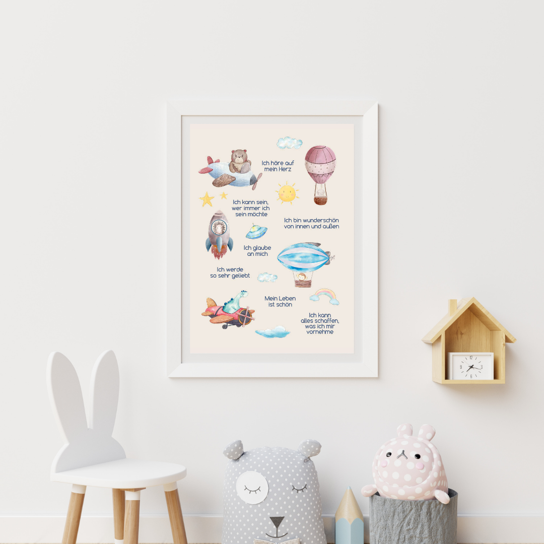 Kinder Affirmationsposter "Himmel" | beige oder weiß