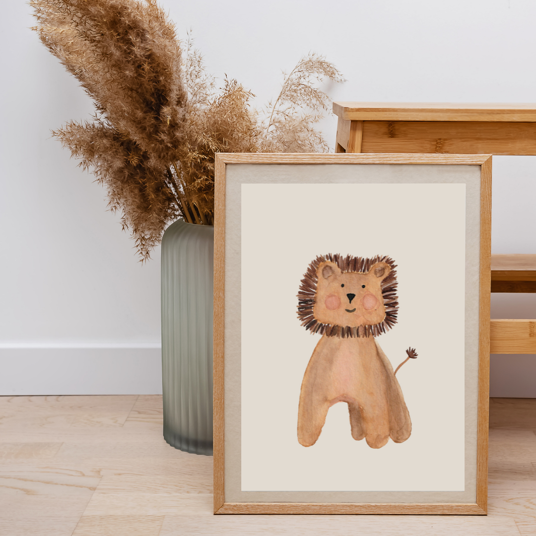 Kinder Poster Löwe beige