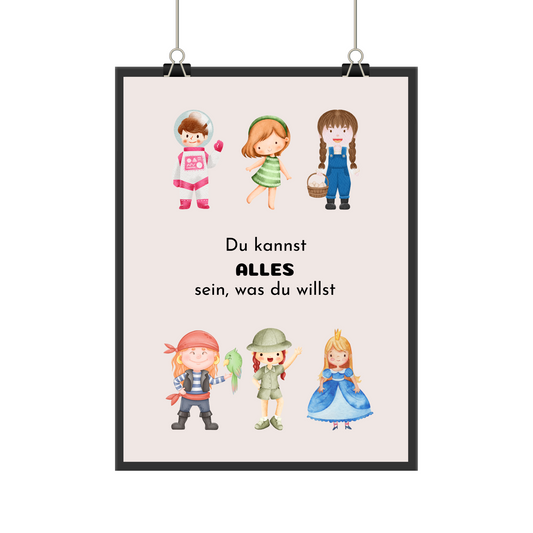 Aquarell-Motiv in Beige mit inspirierendem Spruch - perfekt für das Mädchenzimmer.
