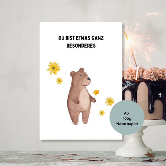 Niedliche Bären-Postkarte für Kinder: Du bist etwas ganz Besonderes