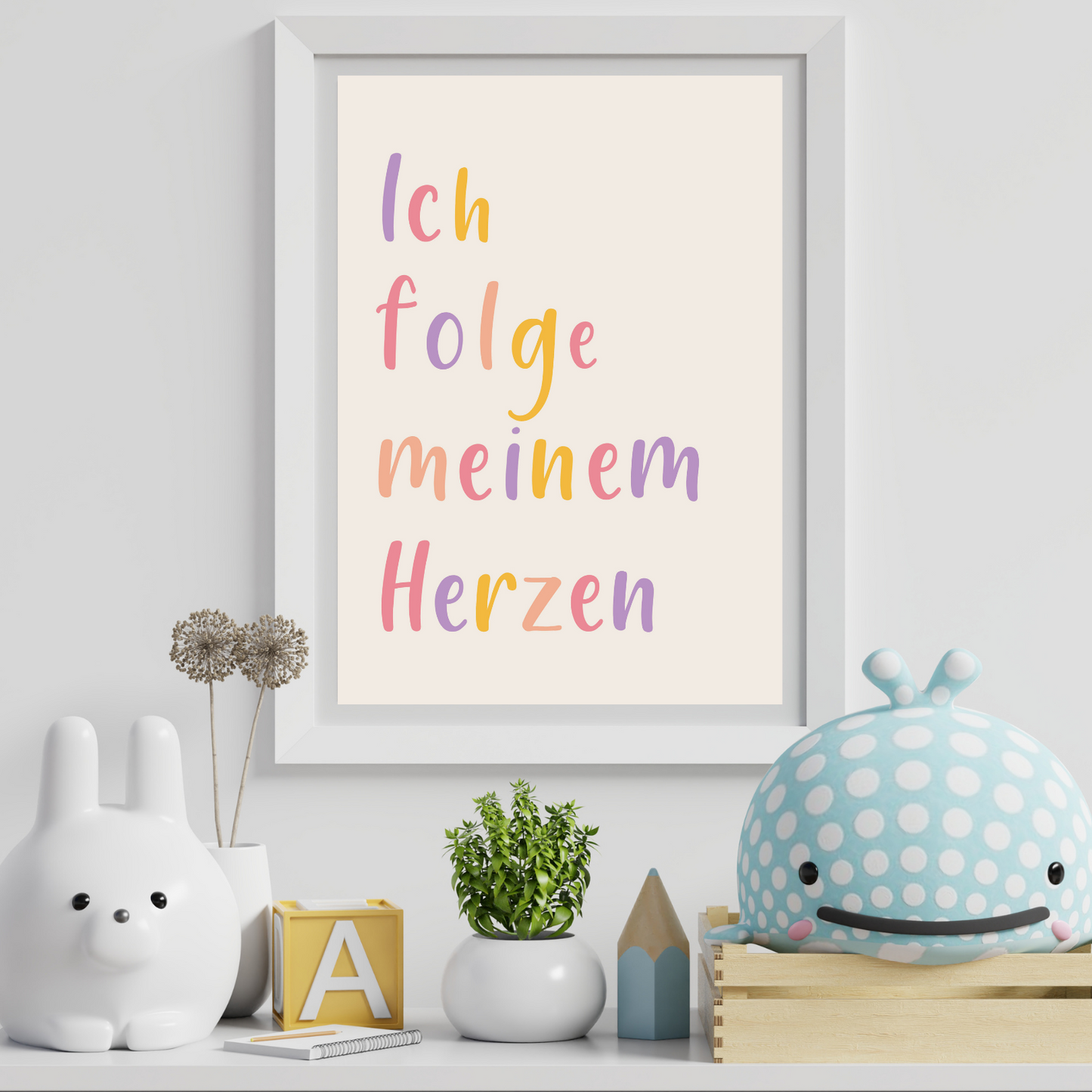 "Ich folge meinem Herzen" Kinder Affirmationsposter | rosa