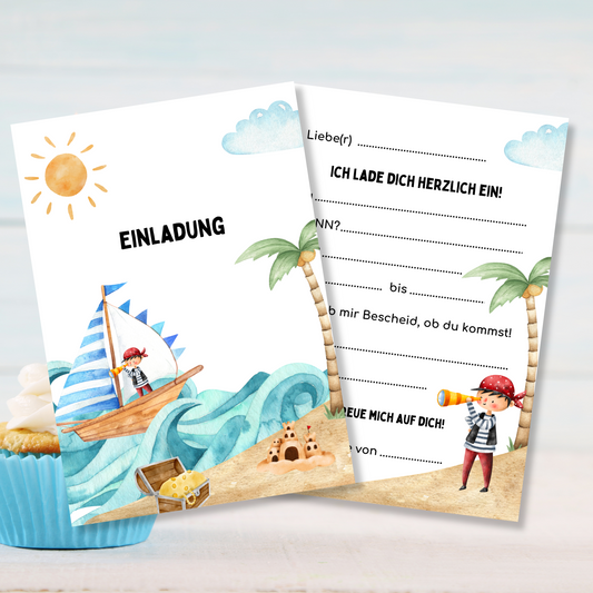 Piratenparty Einladungen - Hebt den Anker und lasst uns den Geburtstag feiern!