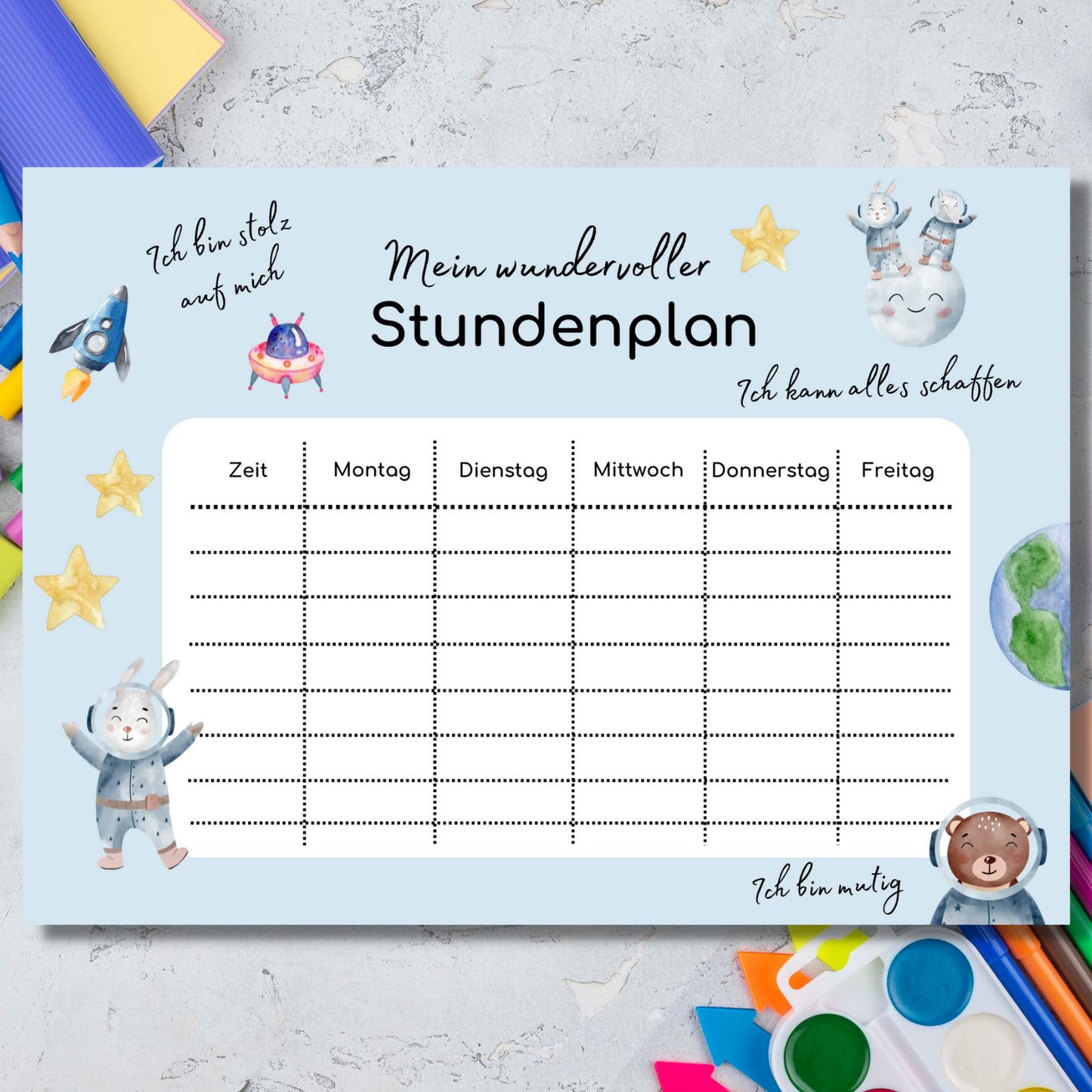 Stundenplan ausdrucken schulanfang
