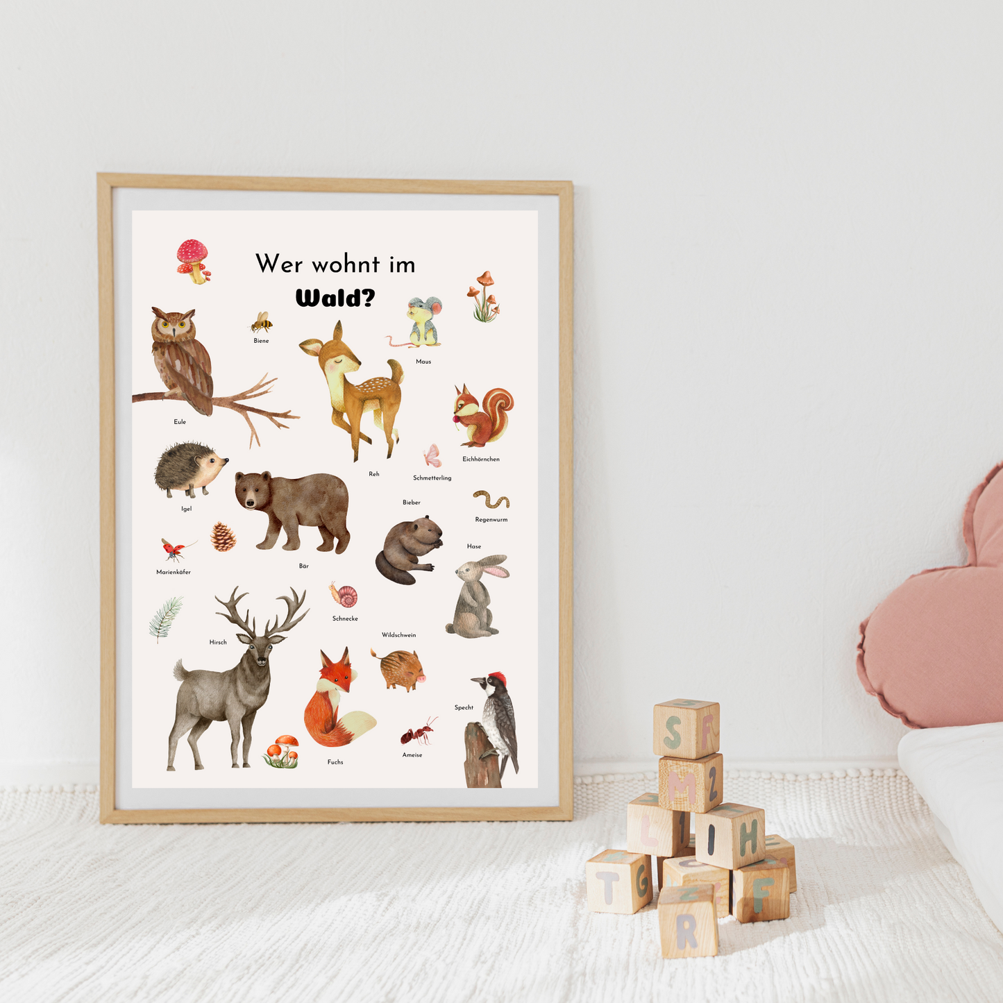 Verträumtes Waldtier-Poster für die Wanddekoration