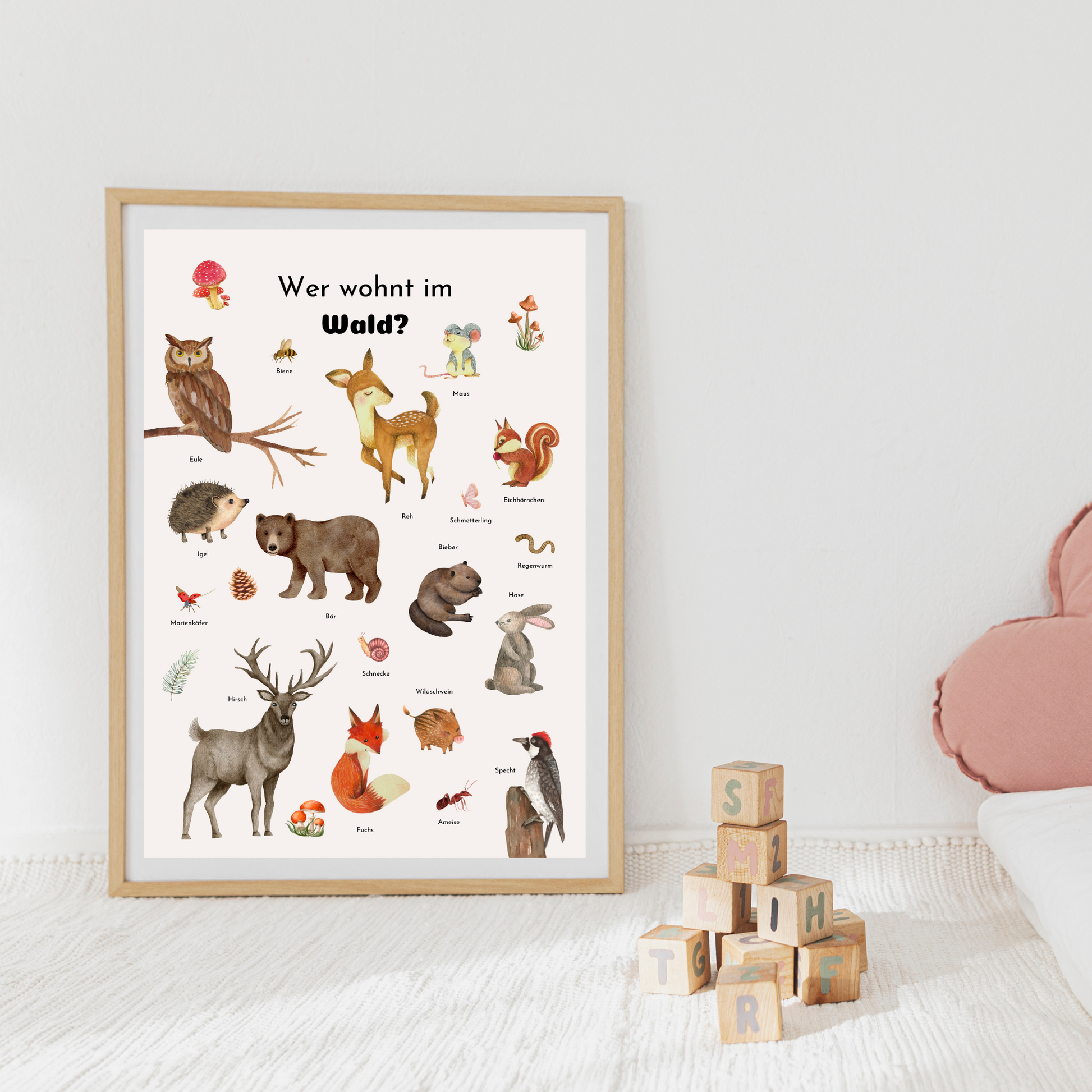 Verträumtes Waldtier-Poster für die Wanddekoration