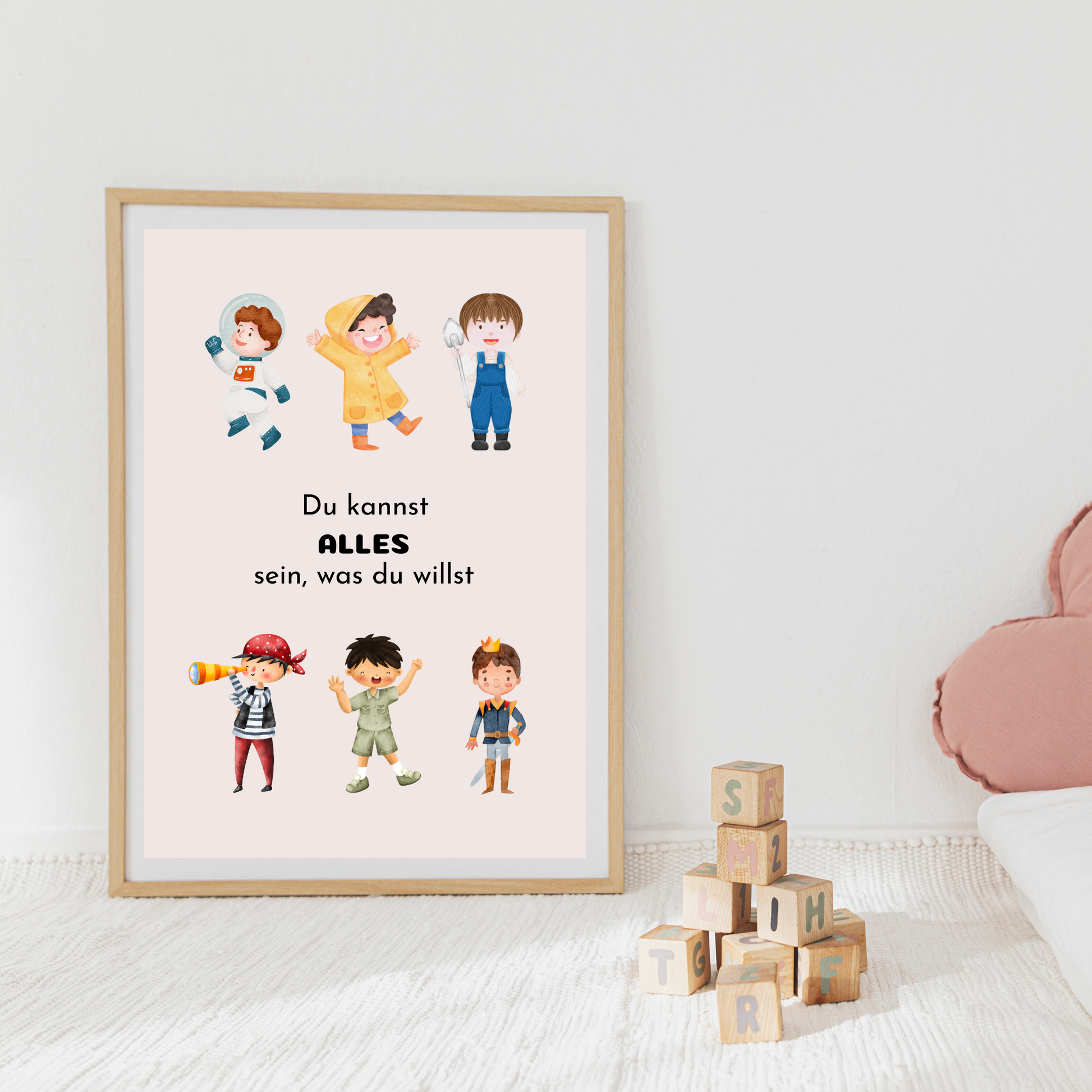 Perfektes Geschenk für kleine Jungen - inspirierendes Poster in Beige.