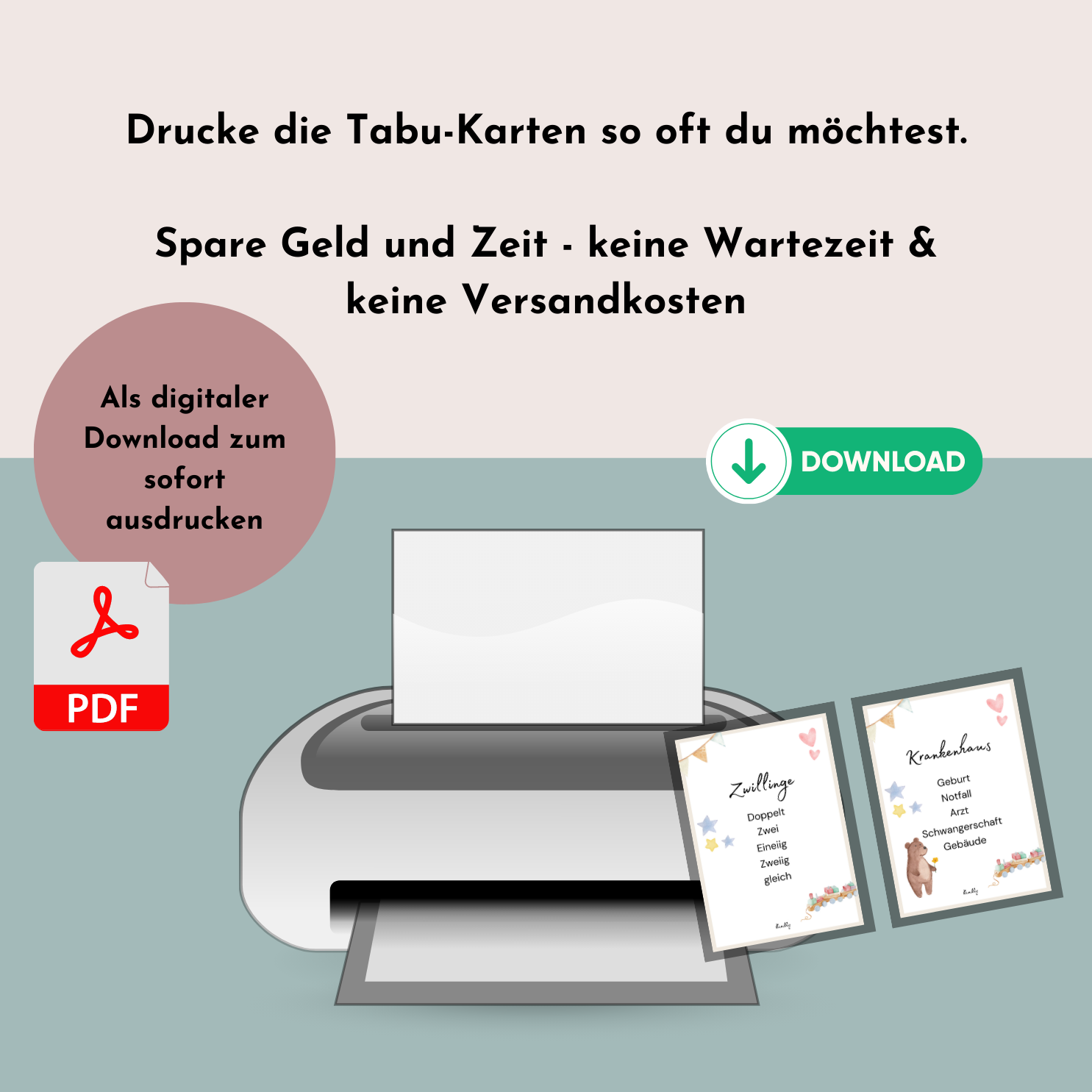 Babyparty Spiel Tabu zum Raten - Babyparty karten zum ausdrucken