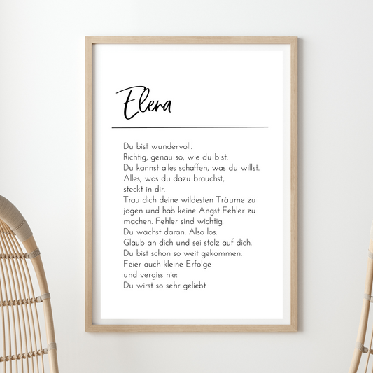 Affirmationsposter schwarz weiß