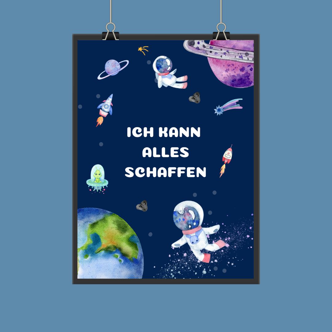 Affirmationsposter Weltall