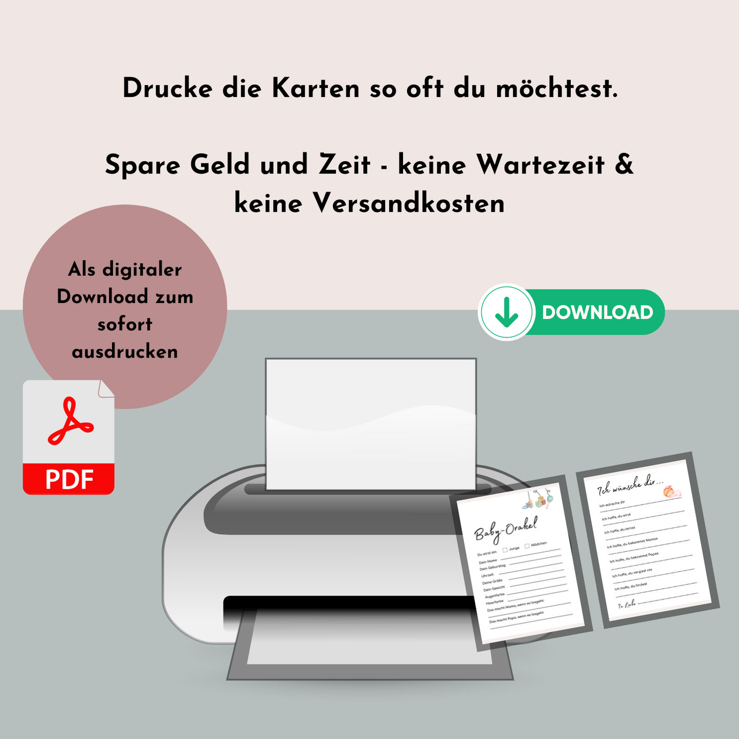 Babyparty Spiel "Orakel" und "Wunschkarten"