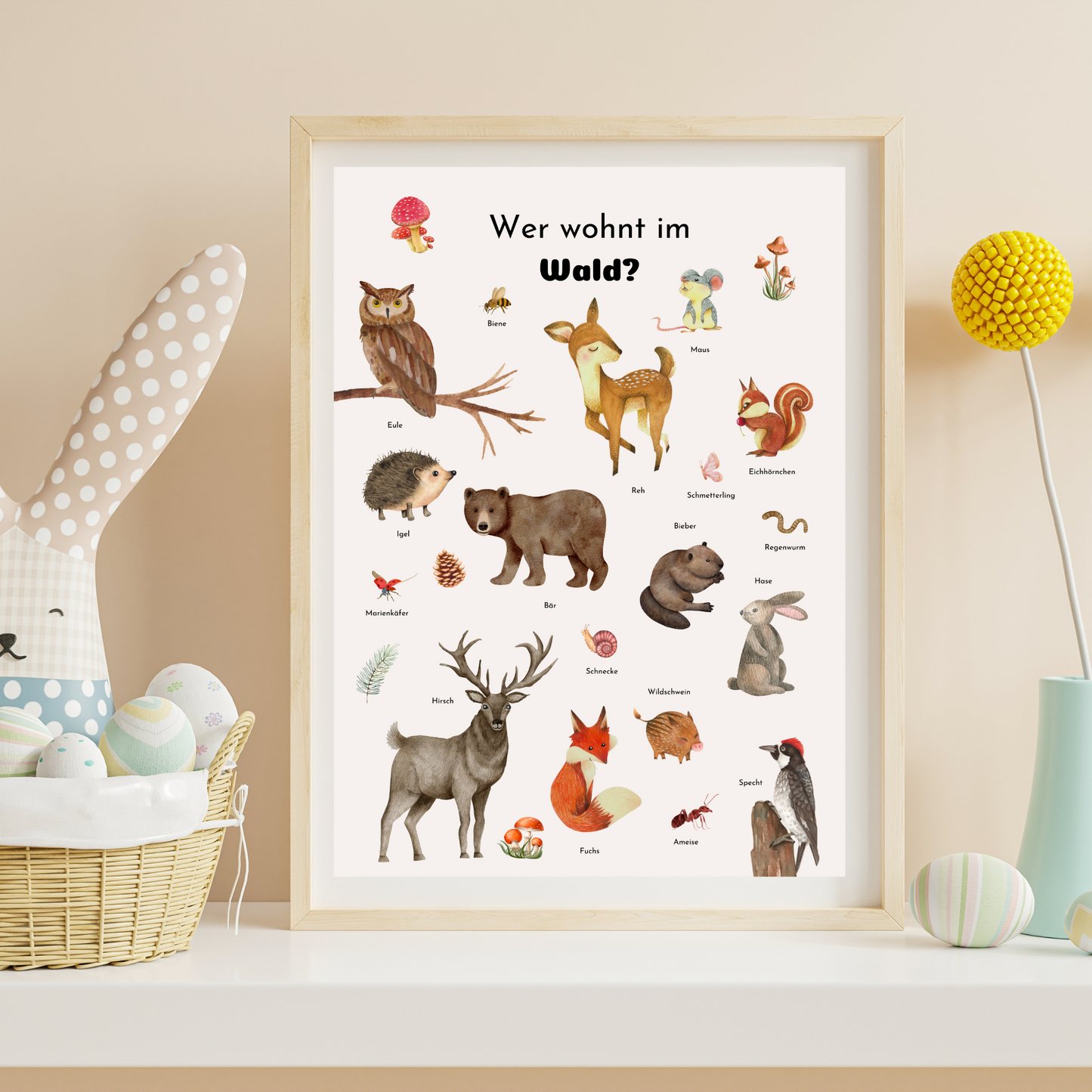 Wunderschöne Waldtiere: Poster für Kinderzimmer