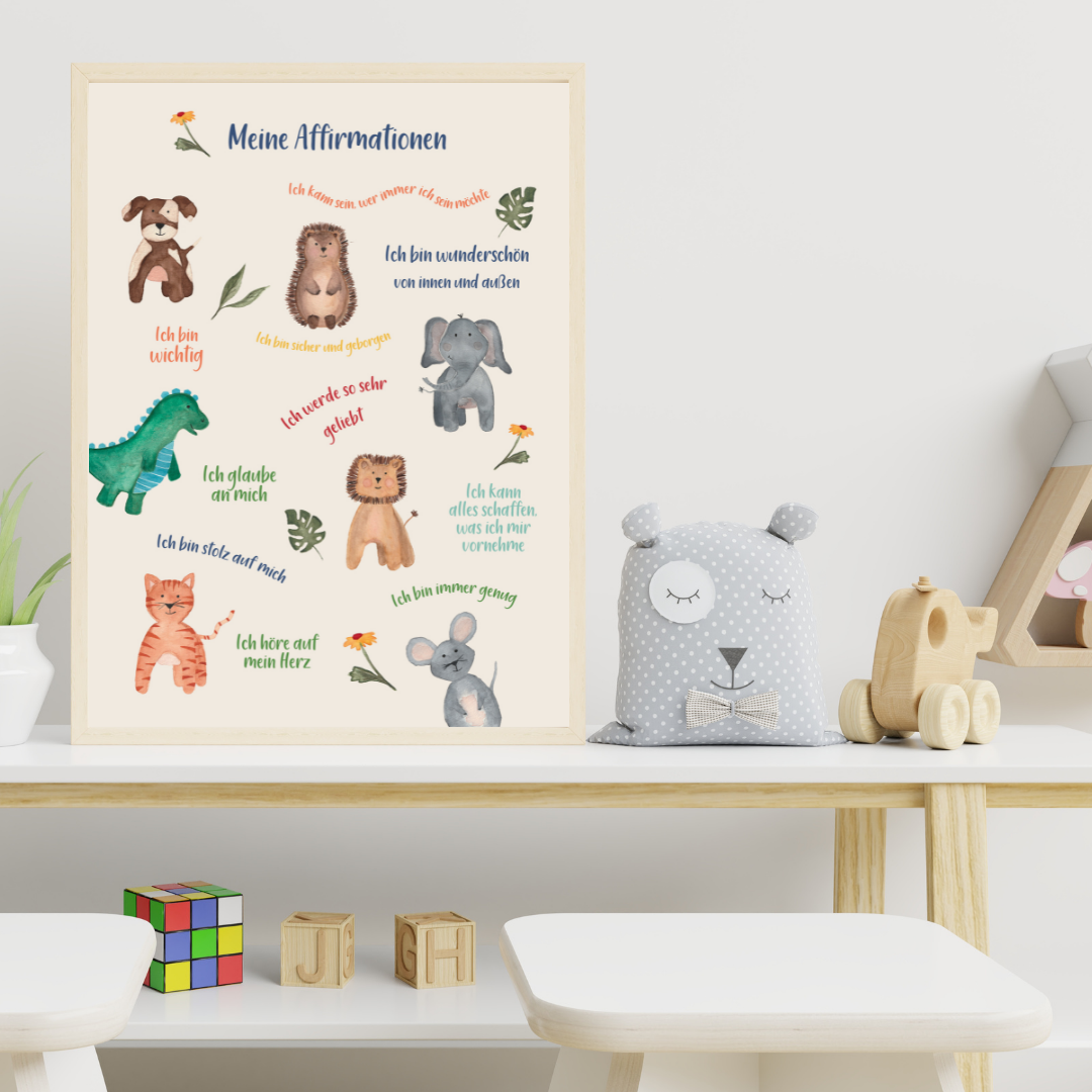 Poster für Jungen und Mödchen mit Tieren.