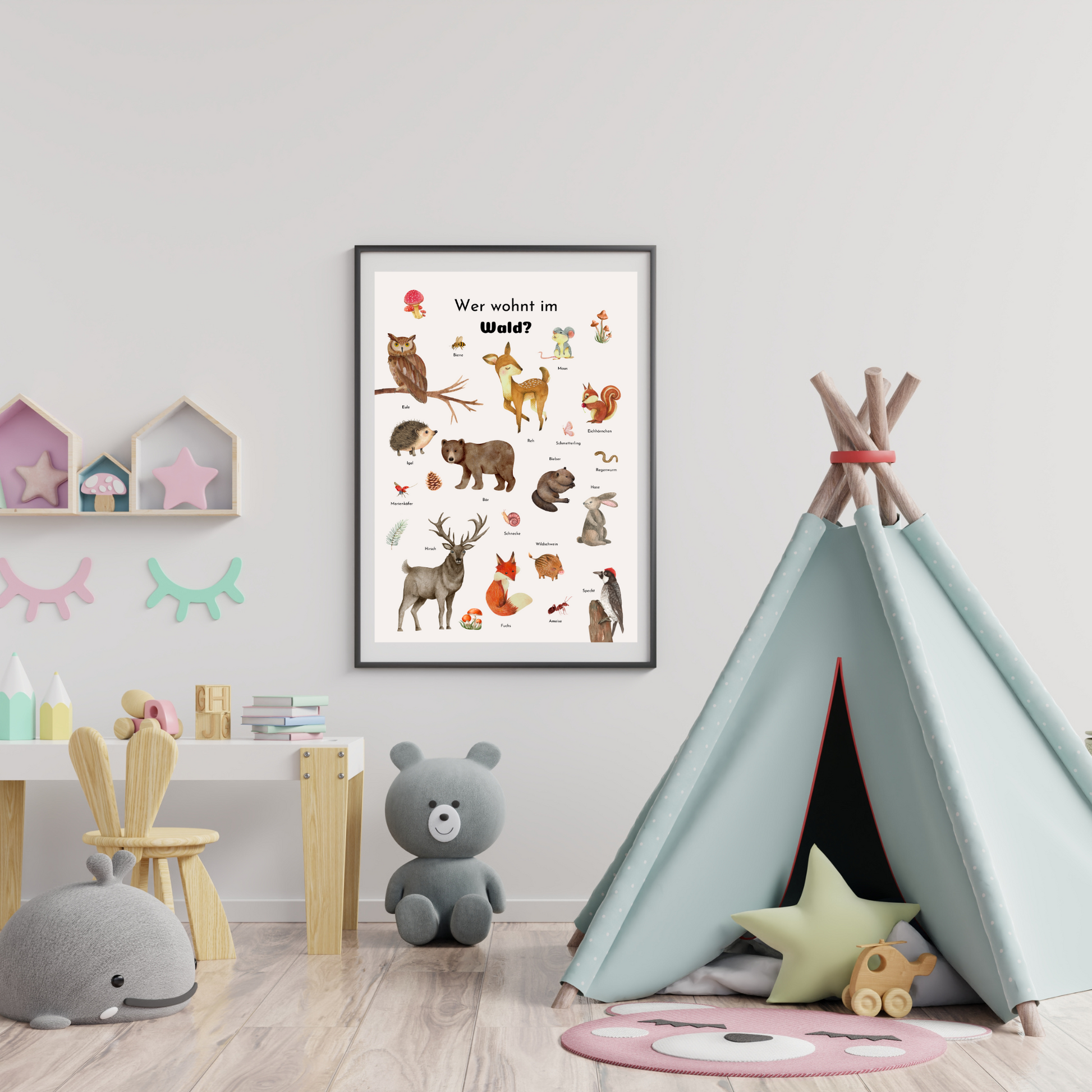 Tierische Waldschönheiten: Das perfekte Poster für Tierliebhaber