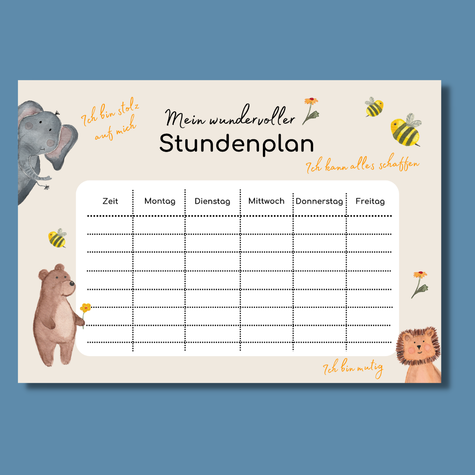 Stundenplan zum ausdrucken beige