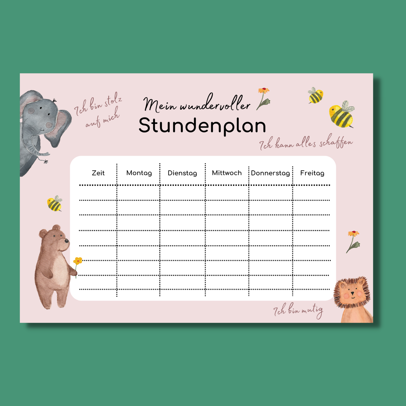 Stundenplan einschulung rosa