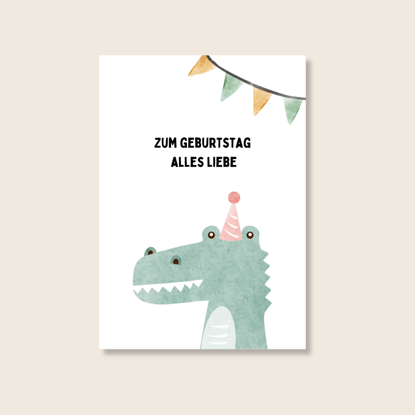 Geburtstagskarte mit niedlichem Krokodil Motiv