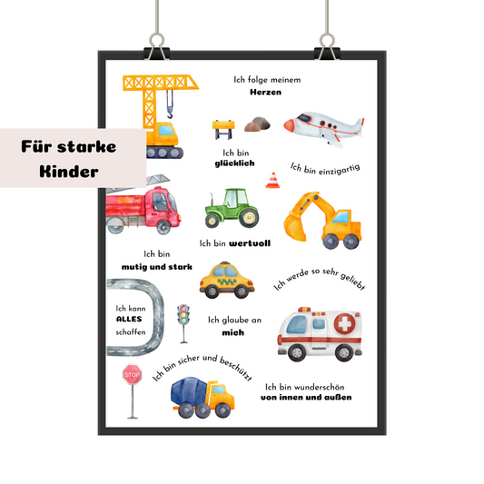 Auto Poster fürs Kinderzimmer