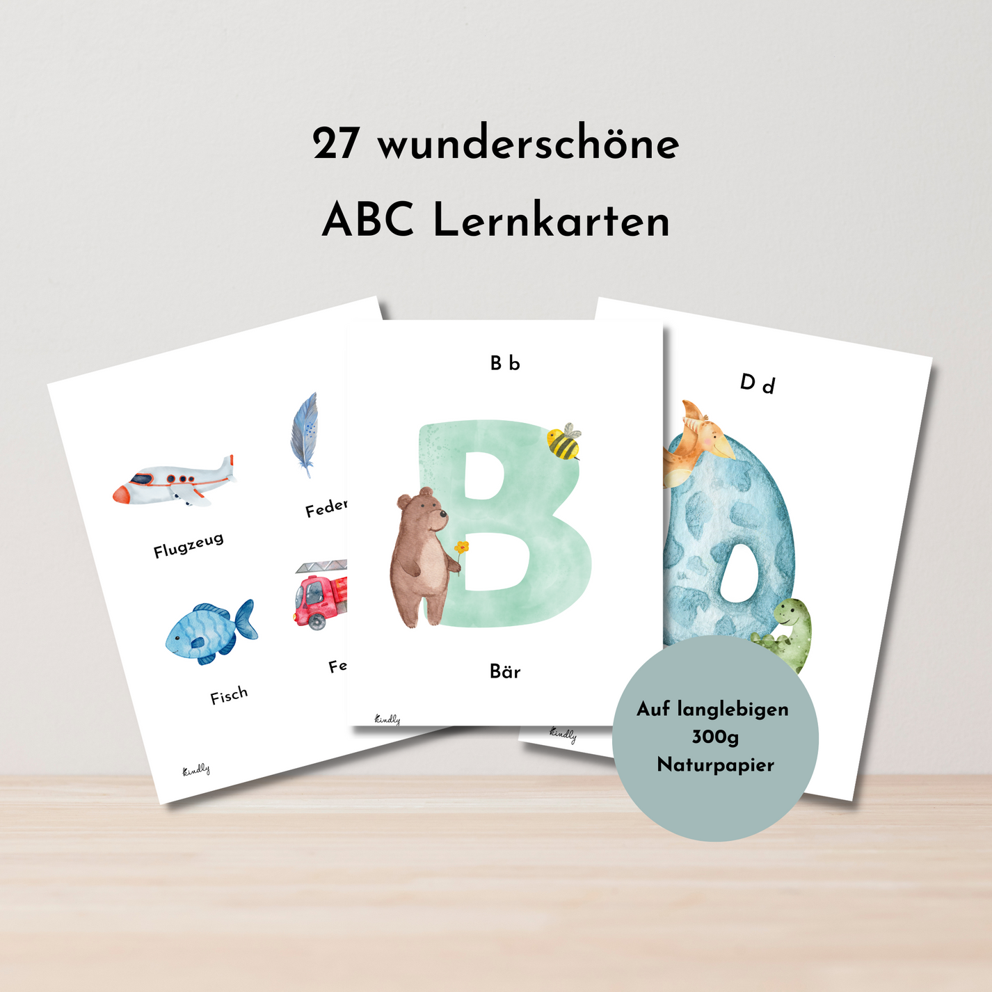 27 ABC Lernkarten FDin A6 Naturpapier für Schulkinder und